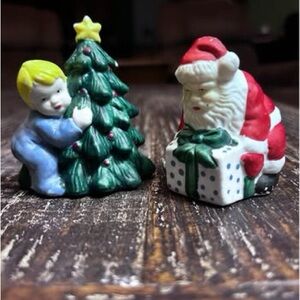 Vintage Santa and Child Salt & Pepper Shaker Set